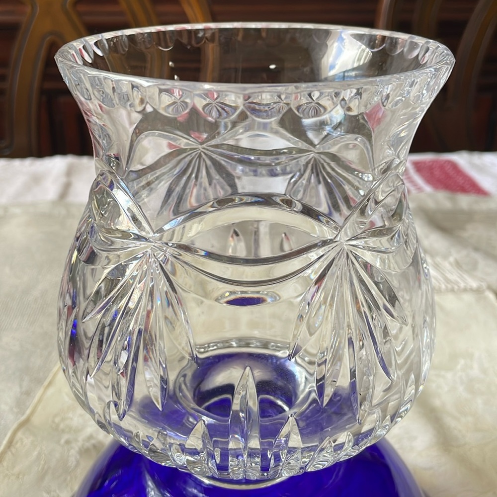 VTG Noble Excellence Poland Cut 24% Lead Crystal Hurricane Candle Lamp shade
